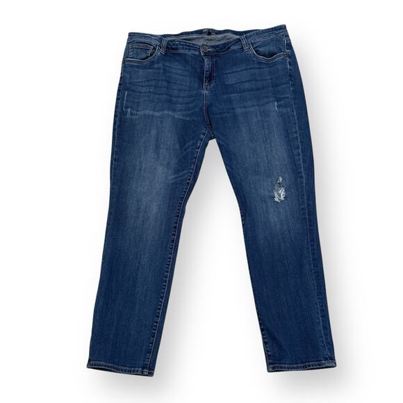 Kut From The Kloth Catherine Boyfriend Jeans Womens 18W Distressed Stretch Blue - Picture 1 of 10